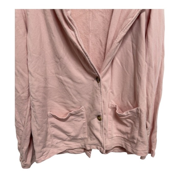 Mododoc Pink Blazer Style Cardigan 100% Cotton Button Front Size Medium - Picture 3 of 6